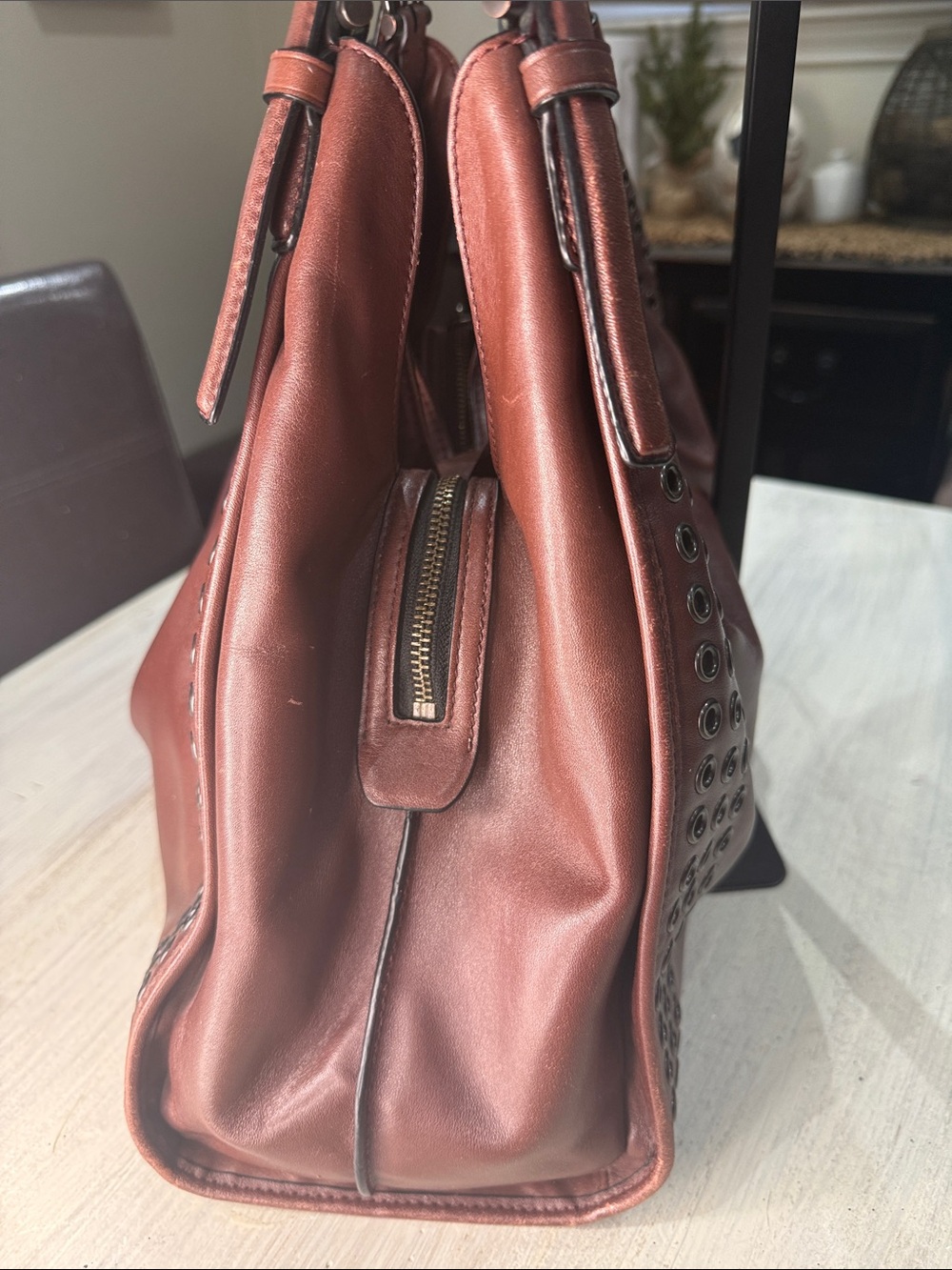Coach Madison Large Studded Leather Hobo Brown - Picture 5 of 16
